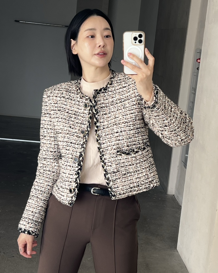VERNI東大門代購女裝新品推薦時尚休閑真品人氣夾克粗花呢VERNI夾克