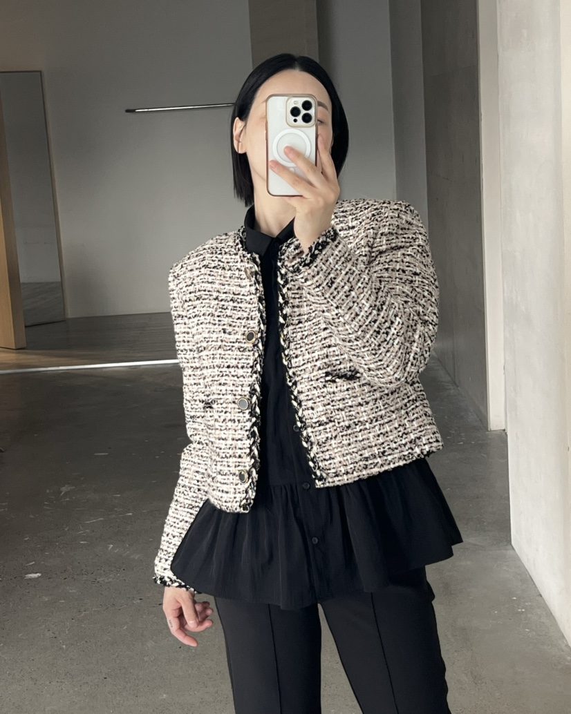 VERNI東大門代購女裝新品推薦時尚休閑真品人氣夾克粗花呢VERNI夾克