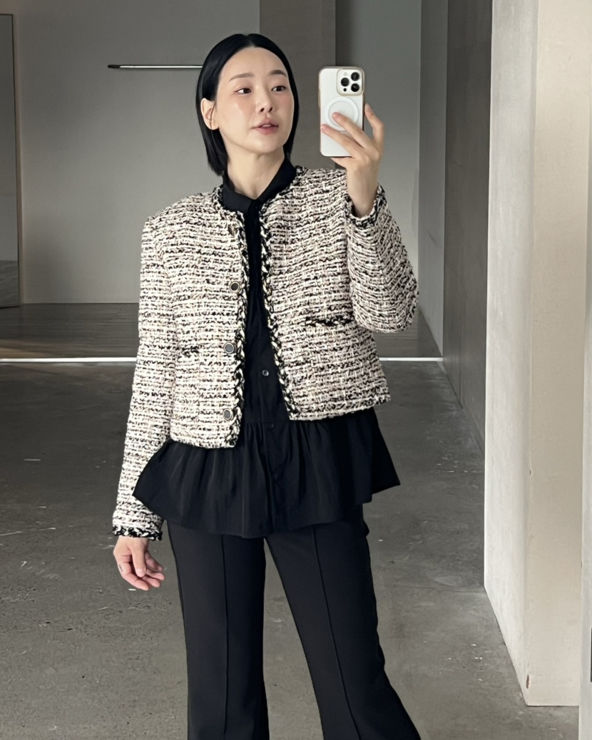 VERNI東大門代購女裝新品推薦時尚休閑真品人氣夾克粗花呢VERNI夾克