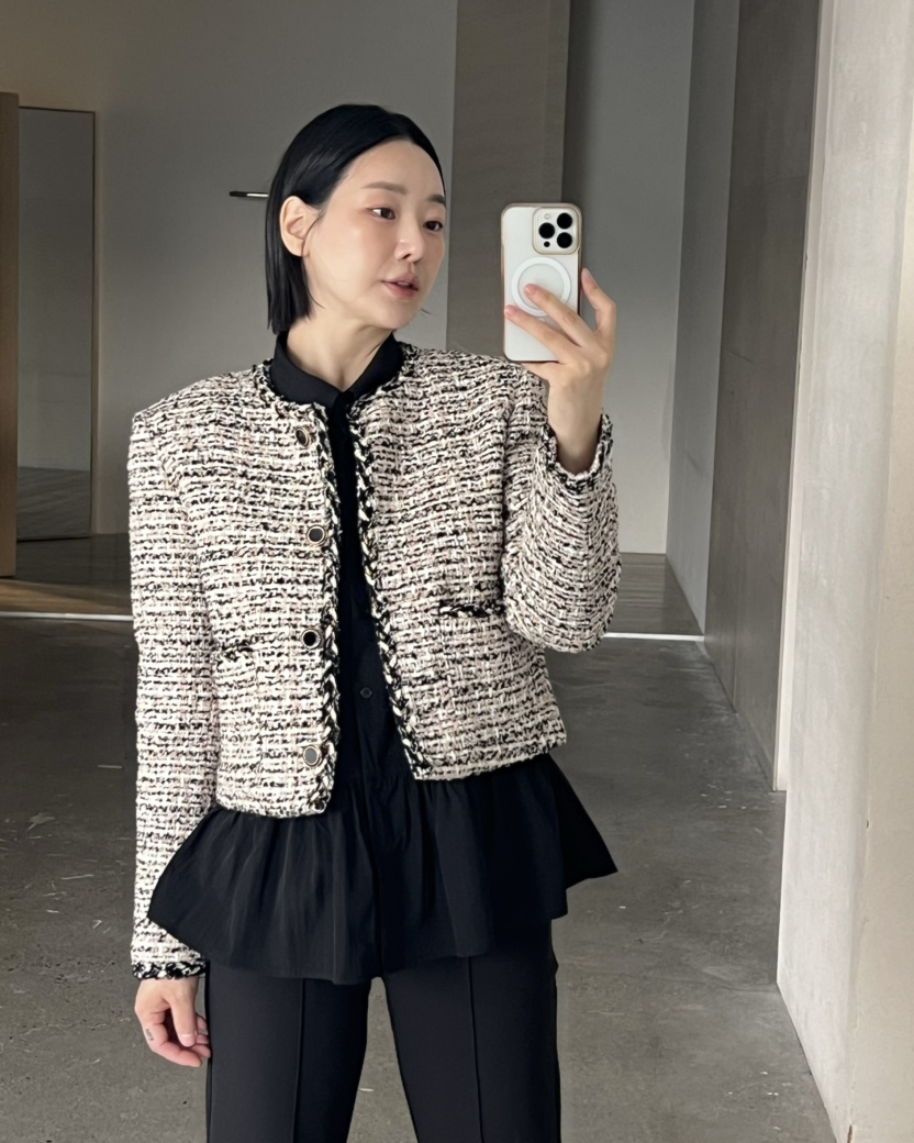 VERNI東大門代購女裝新品推薦時尚休閑真品人氣夾克粗花呢VERNI夾克