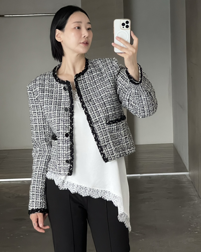 VERNI東大門代購女裝新品推薦時尚休閑真品人氣夾克粗花呢VERNI夾克