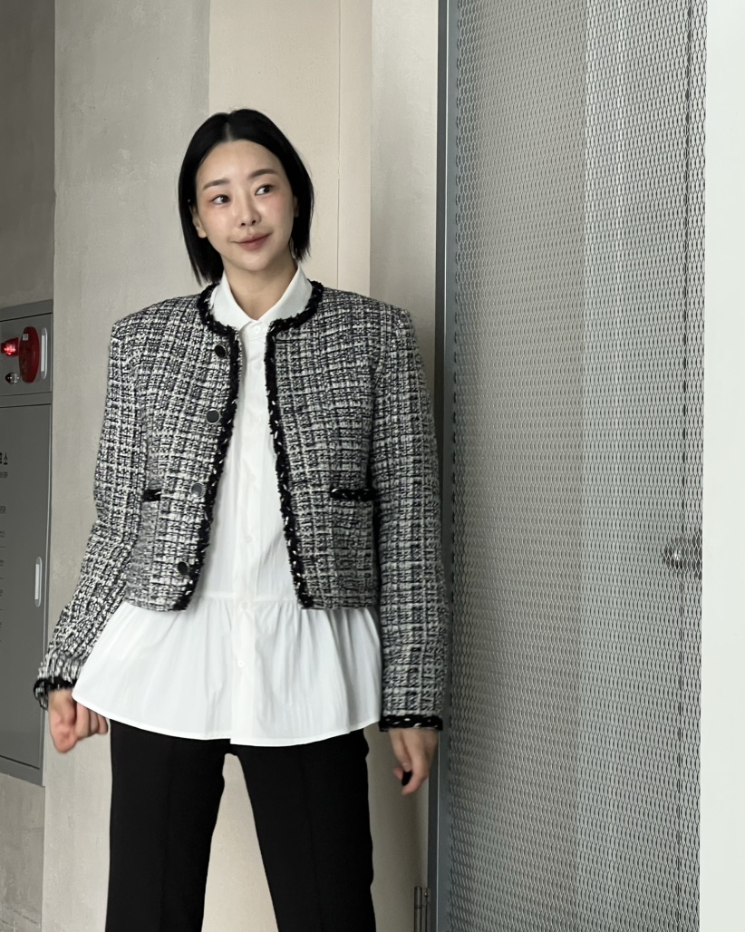 VERNI東大門代購女裝新品推薦時尚休閑真品人氣夾克粗花呢VERNI夾克