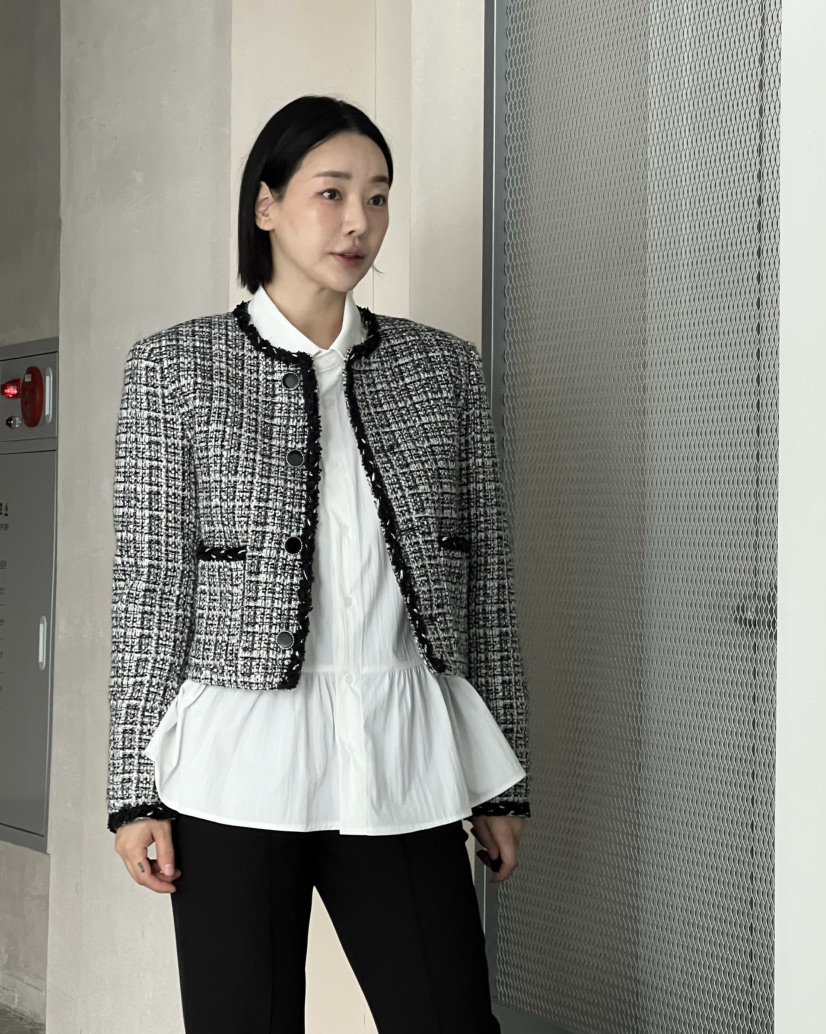 VERNI東大門代購女裝新品推薦時尚休閑真品人氣夾克粗花呢VERNI夾克