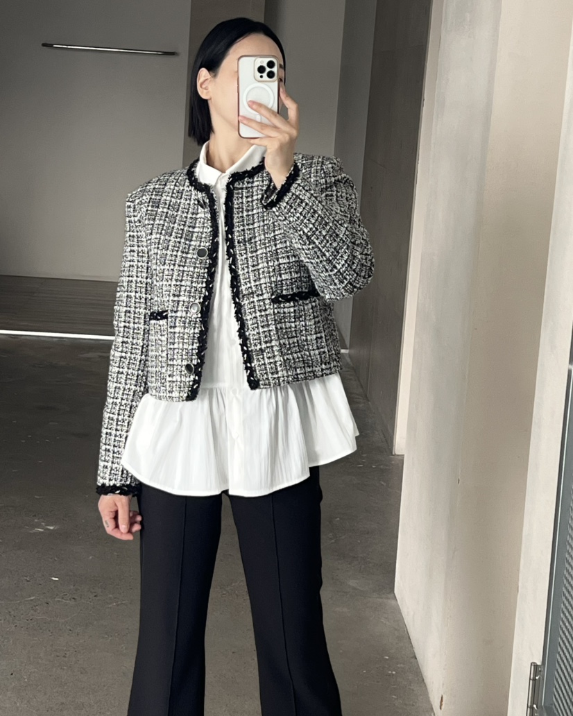 VERNI東大門代購女裝新品推薦時尚休閑真品人氣夾克粗花呢VERNI夾克