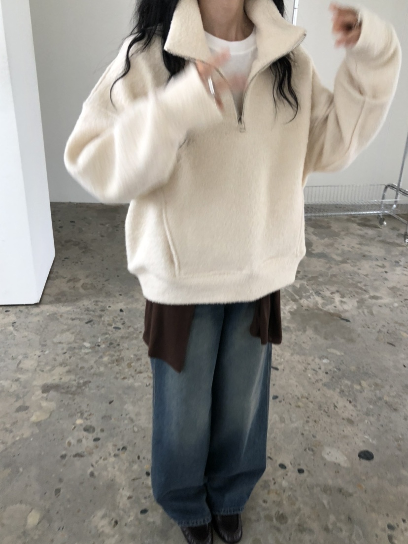MOVENNE韓國直郵女士新款人氣推薦休閑熱賣時尚衛衣半拉鏈MOVENNE衛衣