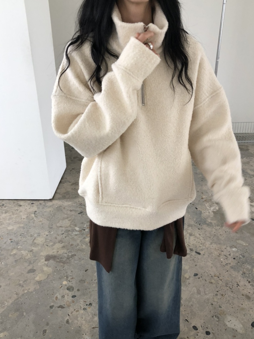 MOVENNE韓國直郵女士新款人氣推薦休閑熱賣時尚衛衣半拉鏈MOVENNE衛衣