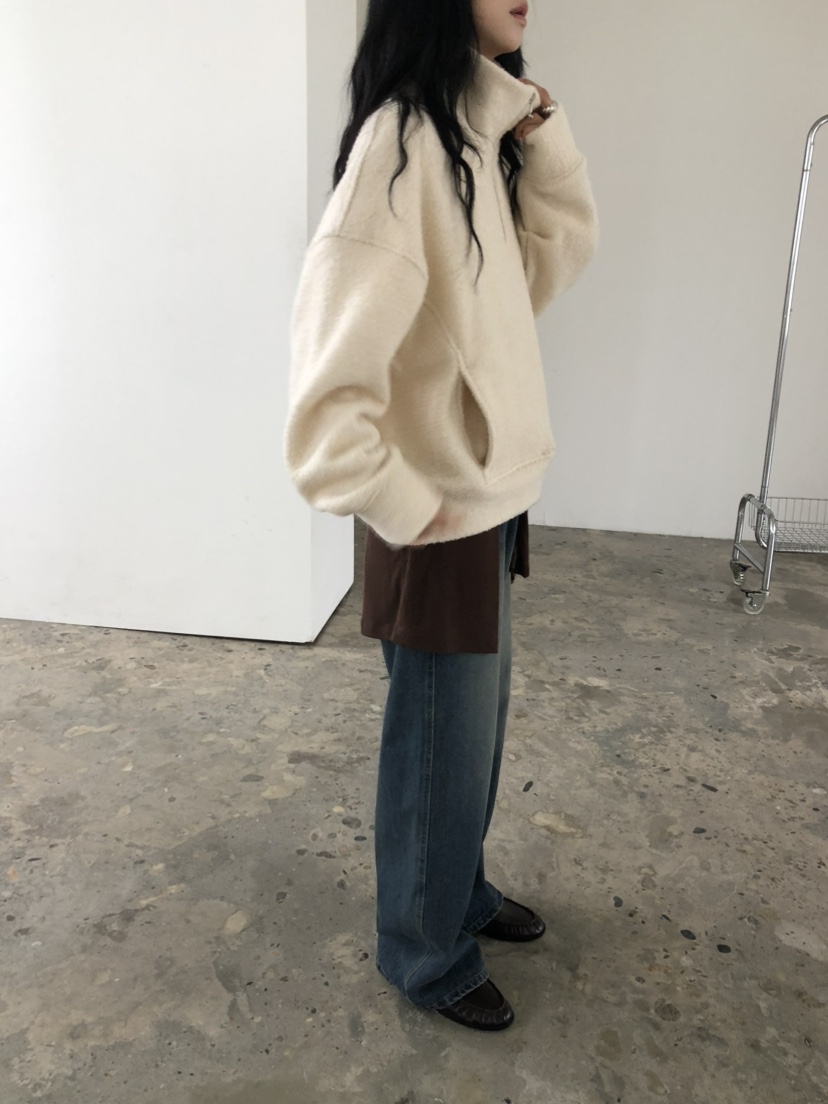 MOVENNE韓國直郵女士新款人氣推薦休閑熱賣時尚衛衣半拉鏈MOVENNE衛衣