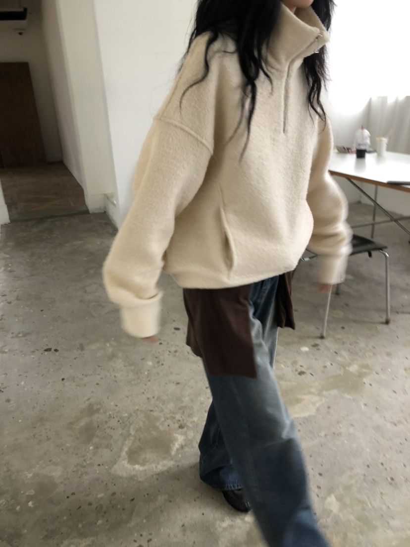 MOVENNE韓國直郵女士新款人氣推薦休閑熱賣時尚衛衣半拉鏈MOVENNE衛衣
