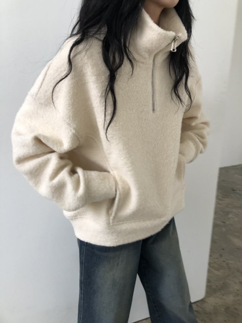 MOVENNE韓國直郵女士新款人氣推薦休閑熱賣時尚衛衣半拉鏈MOVENNE衛衣