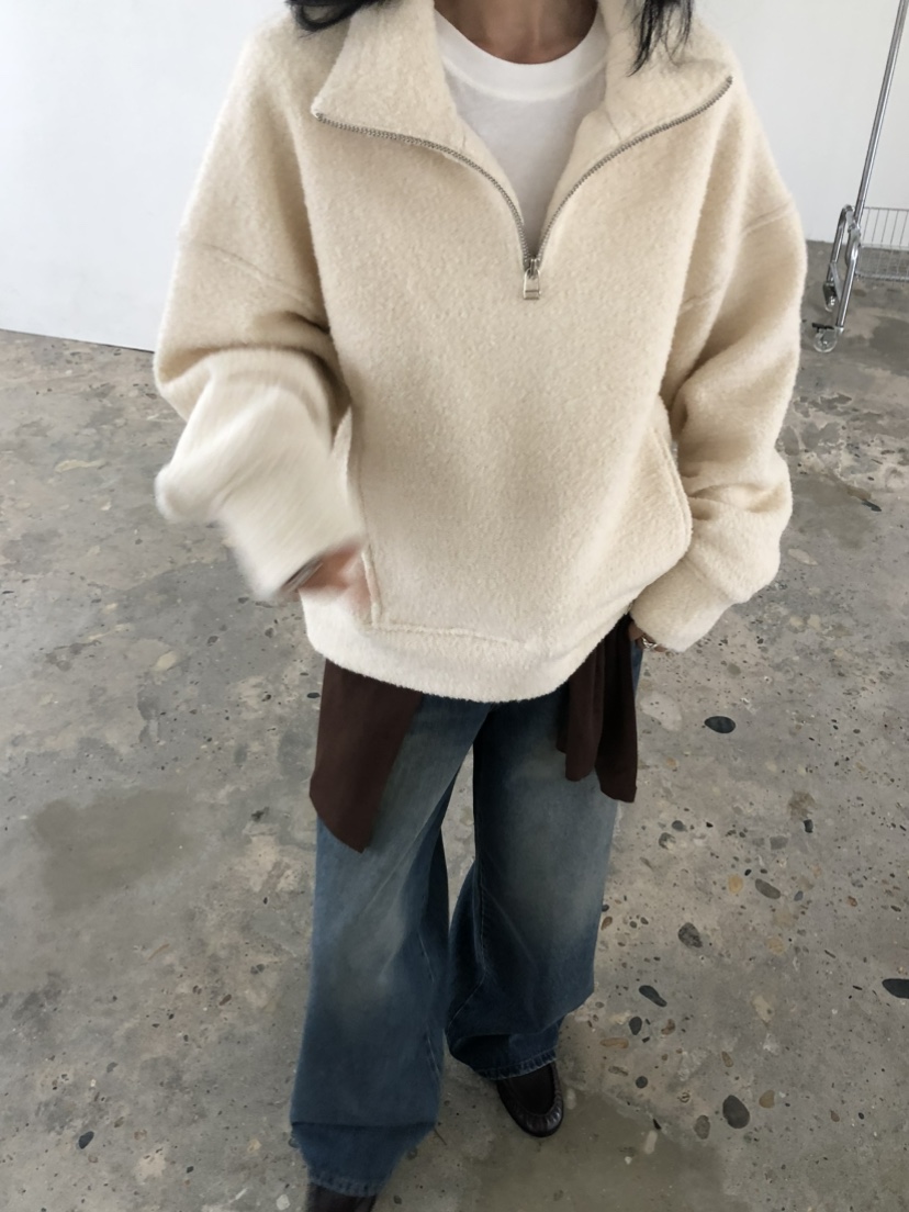 MOVENNE韓國直郵女士新款人氣推薦休閑熱賣時尚衛衣半拉鏈MOVENNE衛衣