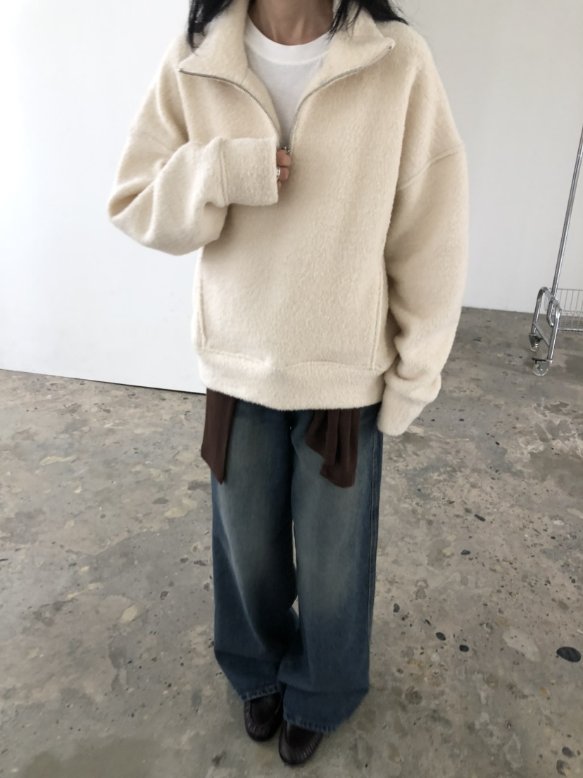 MOVENNE韓國直郵女士新款人氣推薦休閑熱賣時尚衛衣半拉鏈MOVENNE衛衣