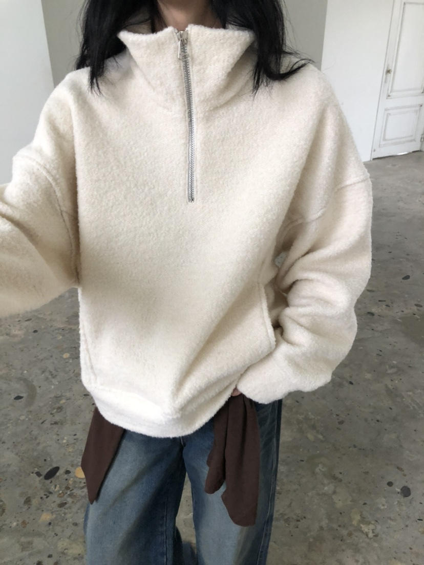 MOVENNE韓國直郵女士新款人氣推薦休閑熱賣時尚衛衣半拉鏈MOVENNE衛衣