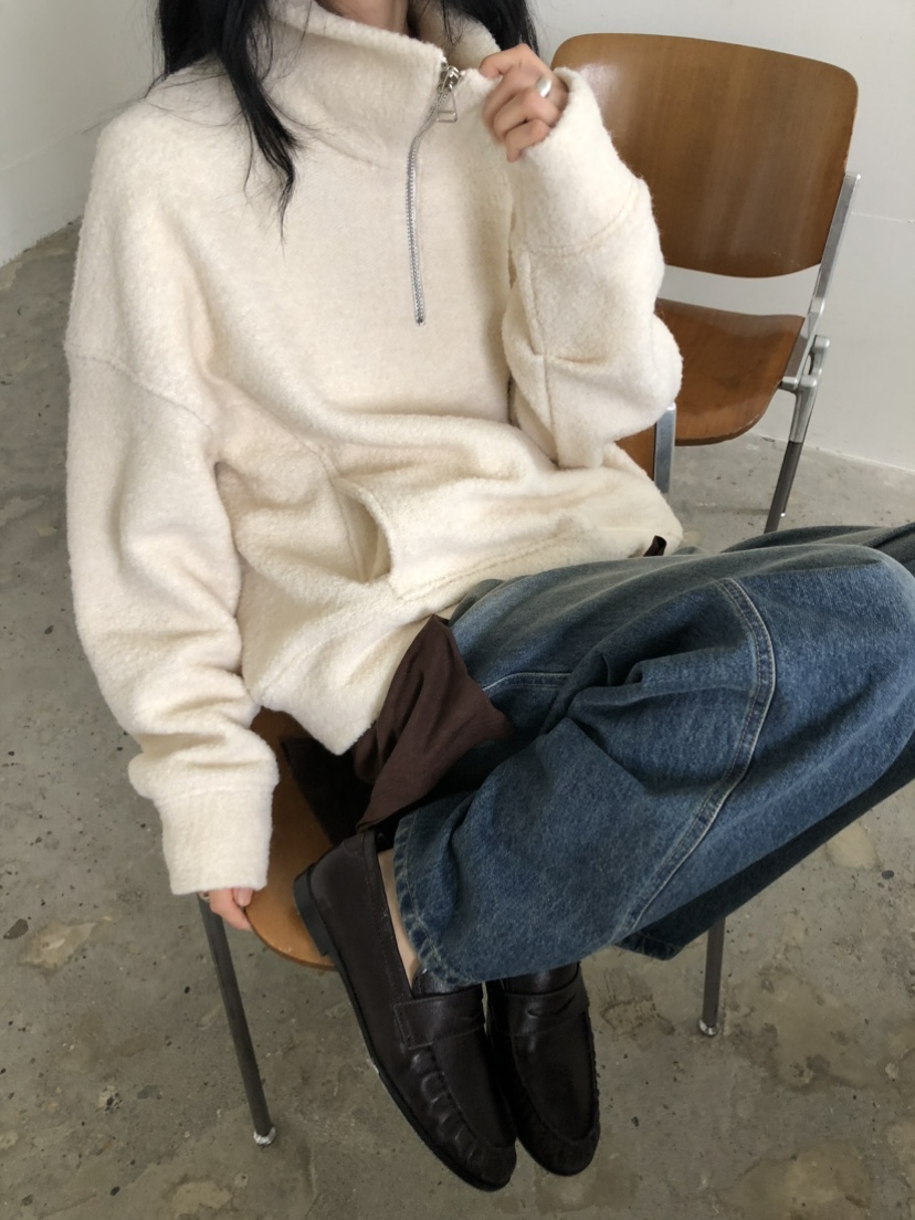 MOVENNE韓國直郵女士新款人氣推薦休閑熱賣時尚衛衣半拉鏈MOVENNE衛衣