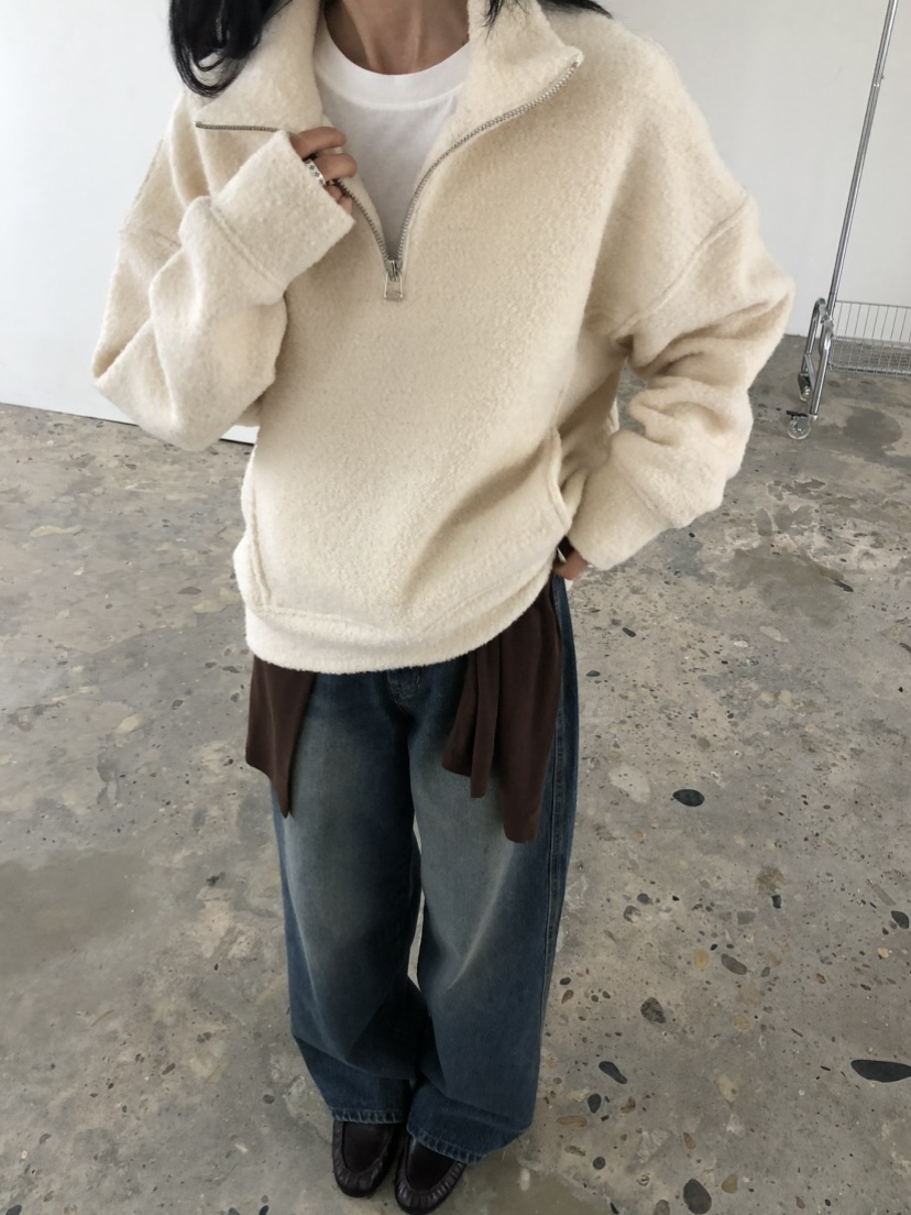 MOVENNE韓國直郵女士新款人氣推薦休閑熱賣時尚衛衣半拉鏈MOVENNE衛衣
