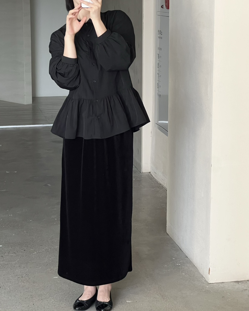 VERNI韓國直郵女士新品人氣熱賣休閑時尚推薦真品長裙天鵝絨VERNI長裙