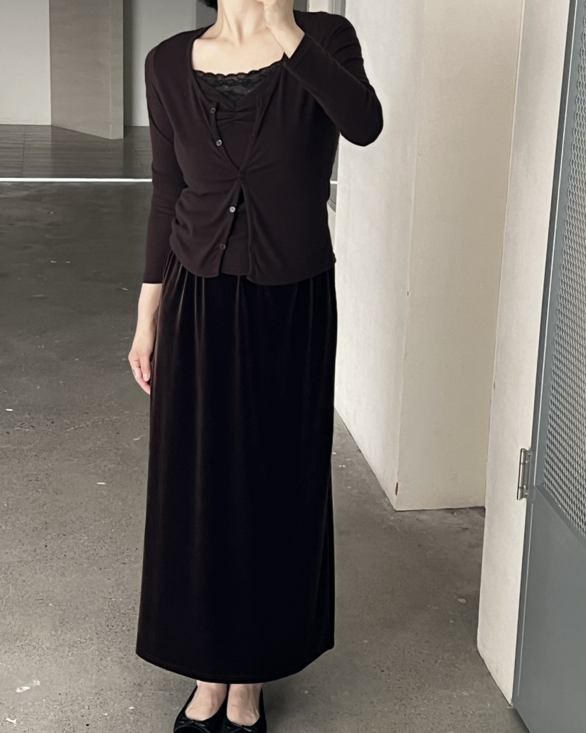 VERNI韓國直郵女士新品人氣熱賣休閑時尚推薦真品長裙天鵝絨VERNI長裙