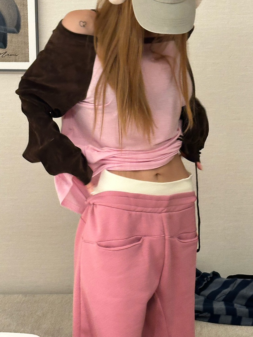 ZEROZERO韓國直郵女裝新款人氣時尚休閑休閑褲奶油色鏤空ZEROZERO休閑褲
