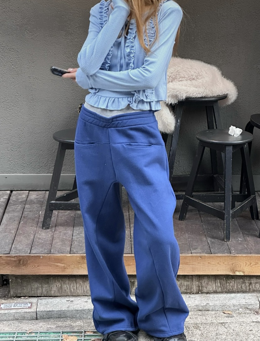 ZEROZERO韓國直郵女裝新款人氣時尚休閑休閑褲奶油色鏤空ZEROZERO休閑褲