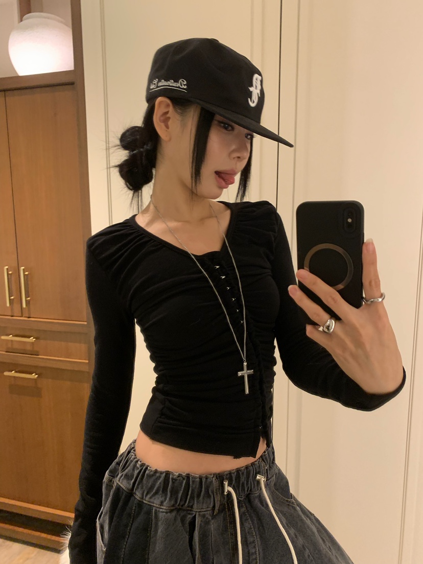 BADCALM東大門實拍女士新款熱賣人氣休閑長袖T恤不含褶皺BADCALM長袖T恤圖色5
