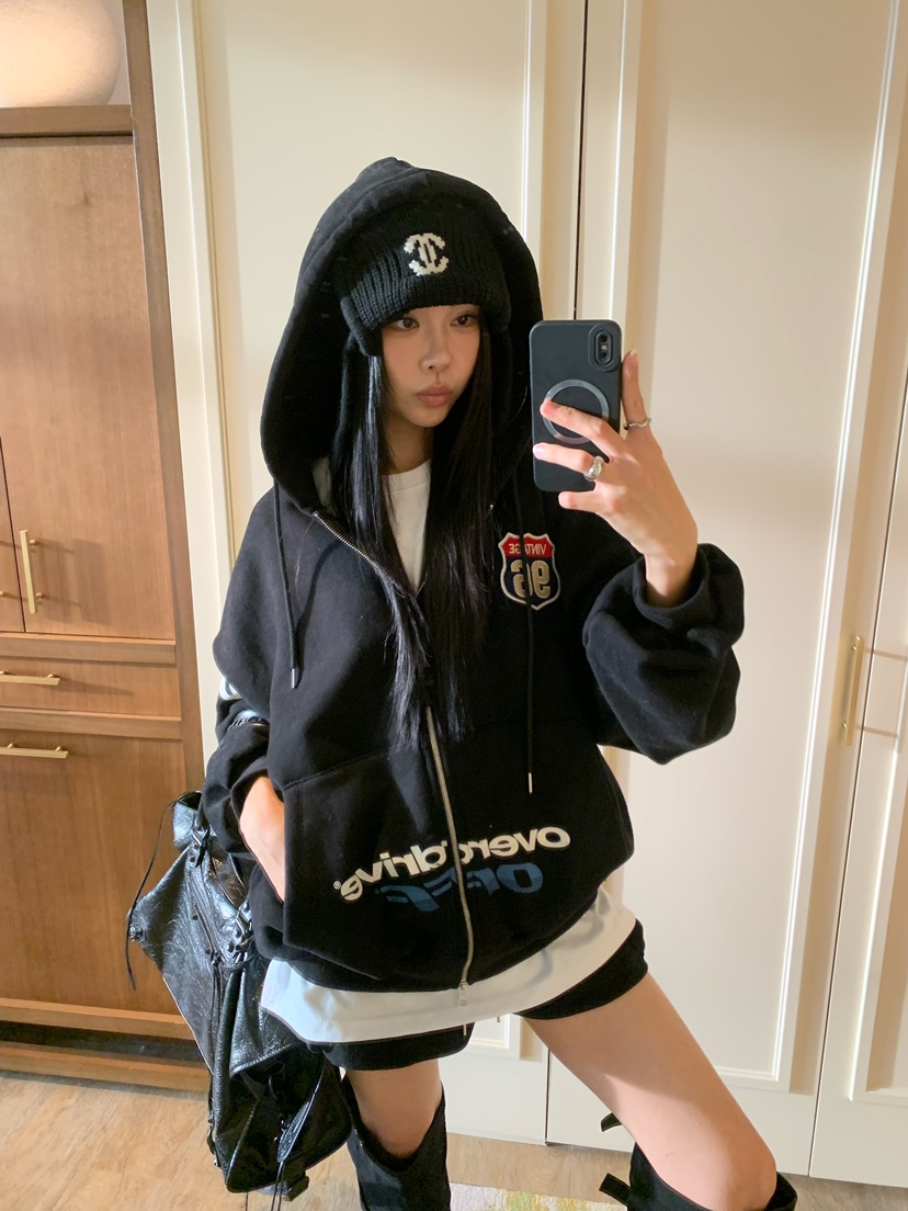 BADCALM韓國直郵女裝新款熱賣推薦人氣時尚衛衣拉鏈連帽衫BADCALM衛衣