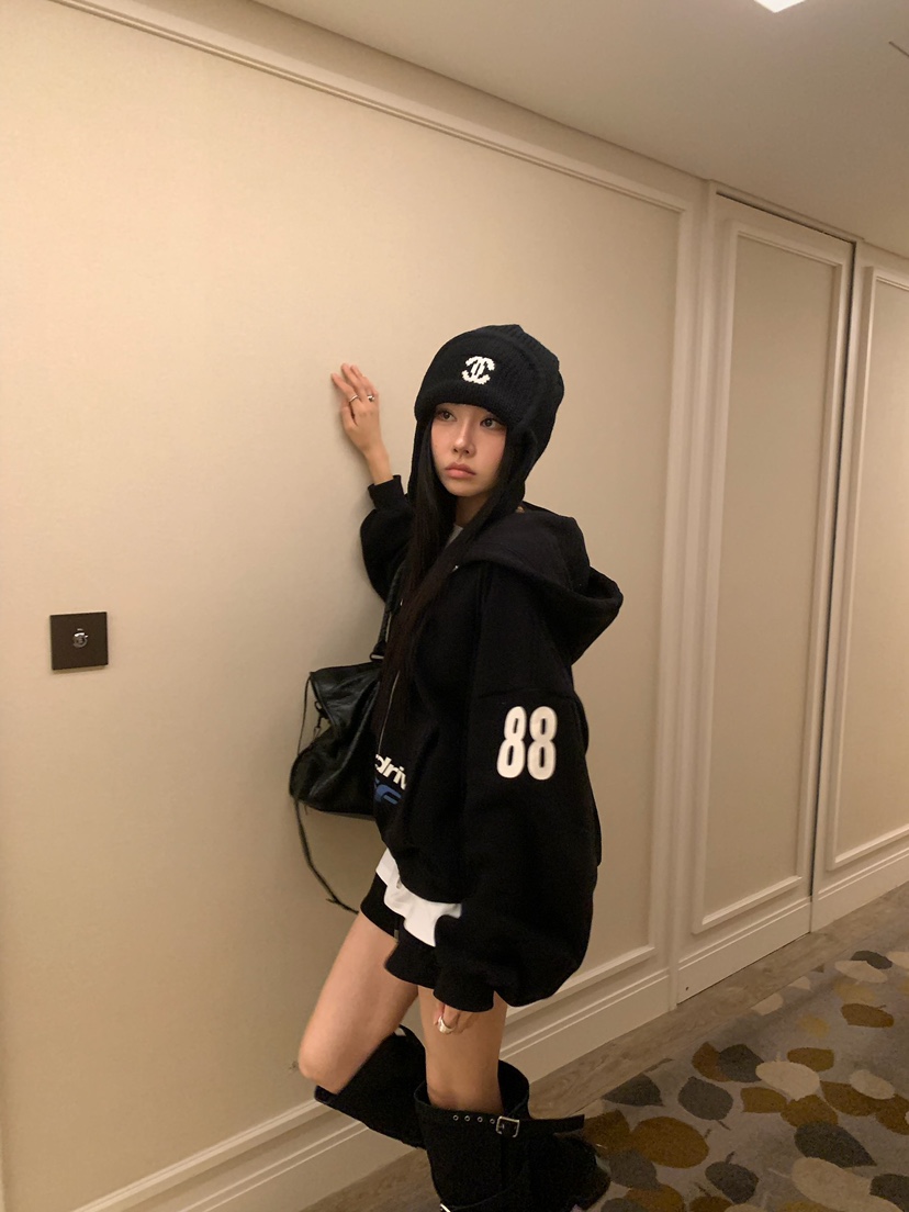 BADCALM韓國直郵女裝新款熱賣推薦人氣時尚衛衣拉鏈連帽衫BADCALM衛衣