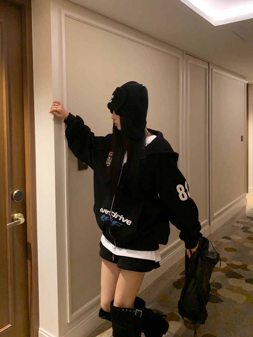 BADCALM韓國直郵女裝新款熱賣推薦人氣時尚衛衣拉鏈連帽衫BADCALM衛衣