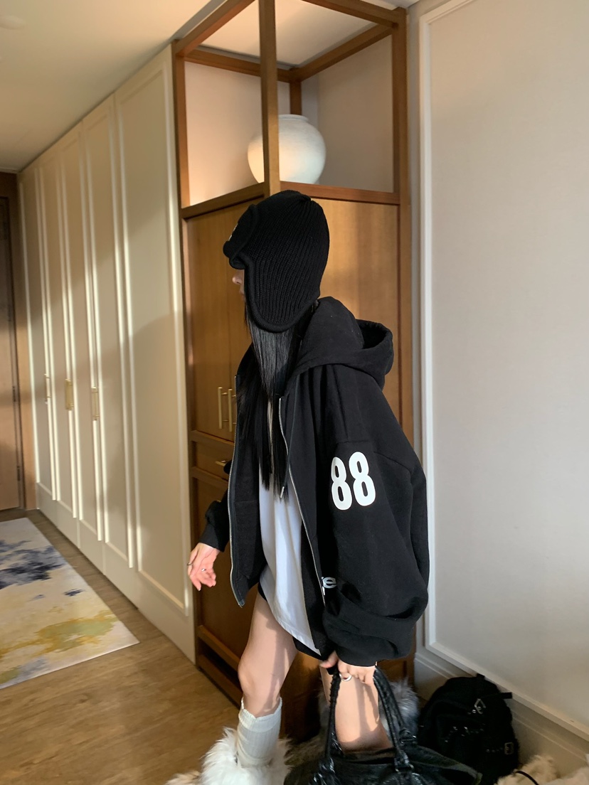 BADCALM韓國直郵女裝新款熱賣推薦人氣時尚衛衣拉鏈連帽衫BADCALM衛衣