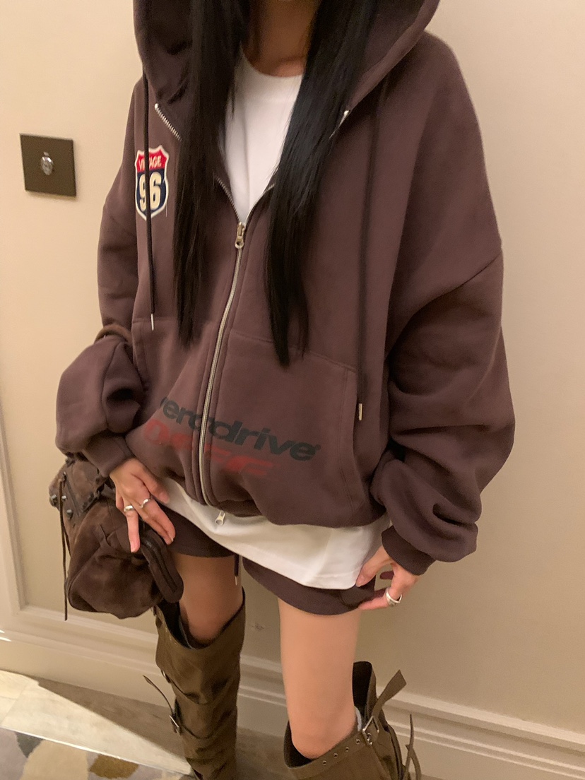BADCALM韓國直郵女裝新款熱賣推薦人氣時尚衛衣拉鏈連帽衫BADCALM衛衣