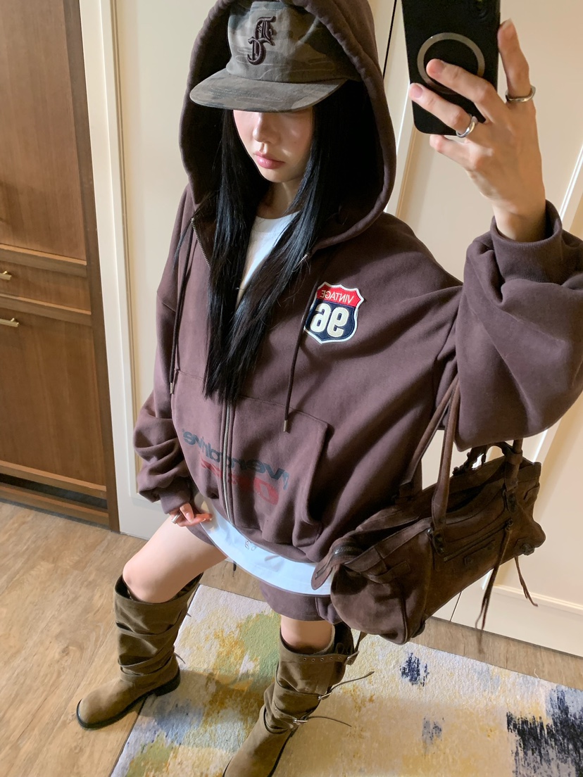 BADCALM韓國直郵女裝新款熱賣推薦人氣時尚衛衣拉鏈連帽衫BADCALM衛衣圖色2