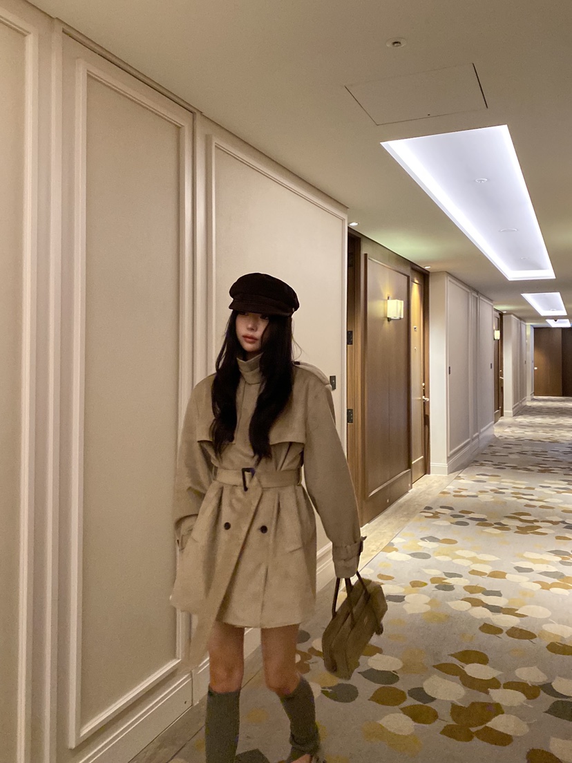 FOUREIGHT韓國代購女裝新品時尚休閑熱賣真品夾克含腰帶麂皮FOUR EIGHT夾克