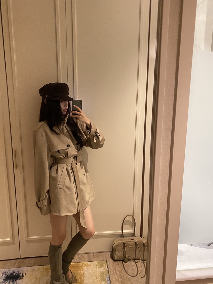 FOUREIGHT韓國代購女裝新品時尚休閑熱賣真品夾克含腰帶麂皮FOUR EIGHT夾克