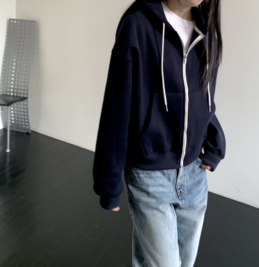 MUYBIEN東大門實拍女裝新品熱賣真品衛衣連帽衫短款磨毛雙面MUYBIEN衛衣