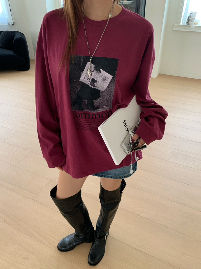 REVE CITE-L東大門直郵女士新品人氣真品時尚休閑長袖T恤REVE CITE-L長袖T恤圖色1