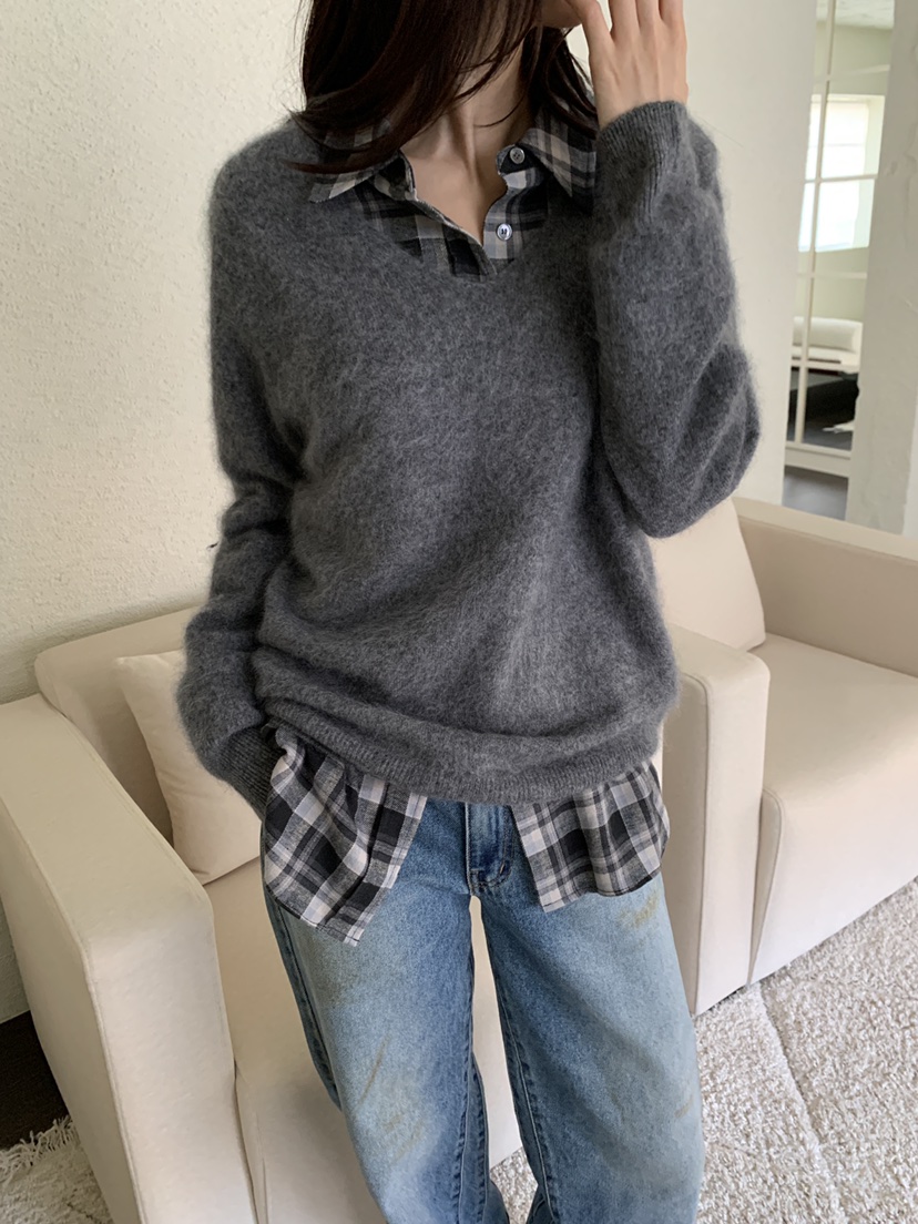 ATHEA韓國直郵女士新款真品休閑推薦人氣熱賣襯衫蕾絲衫格紋ATHEA襯衫/蕾絲衫
