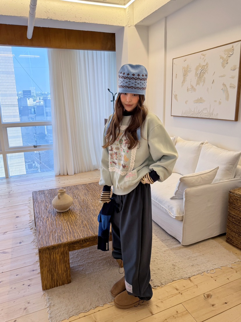 BOUTIQUE-L韓國直郵女裝新款休閑時尚人氣休閑褲絲帶絲絨BOUTIQUE-L休閑褲
