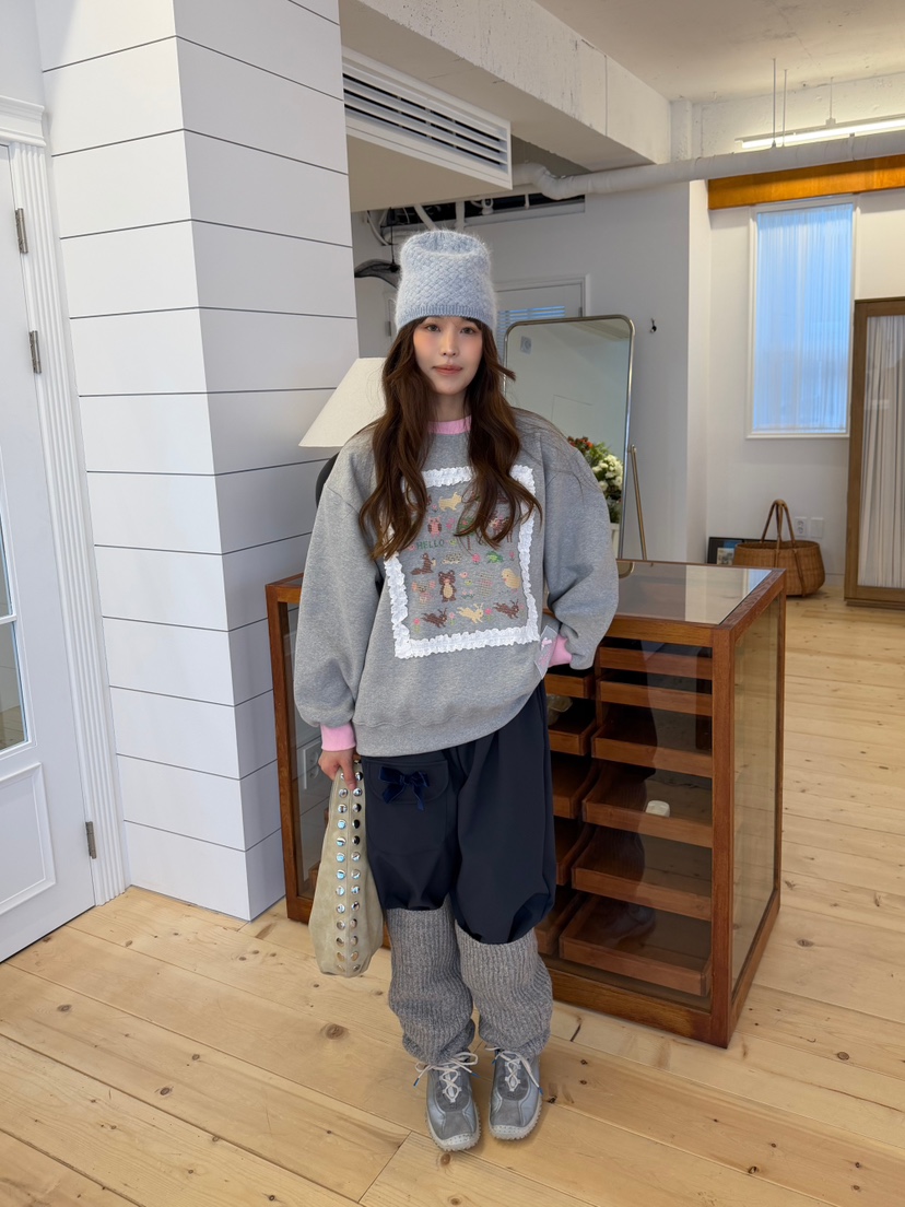 BOUTIQUE-L韓國直郵女裝新款休閑時尚人氣休閑褲絲帶絲絨BOUTIQUE-L休閑褲