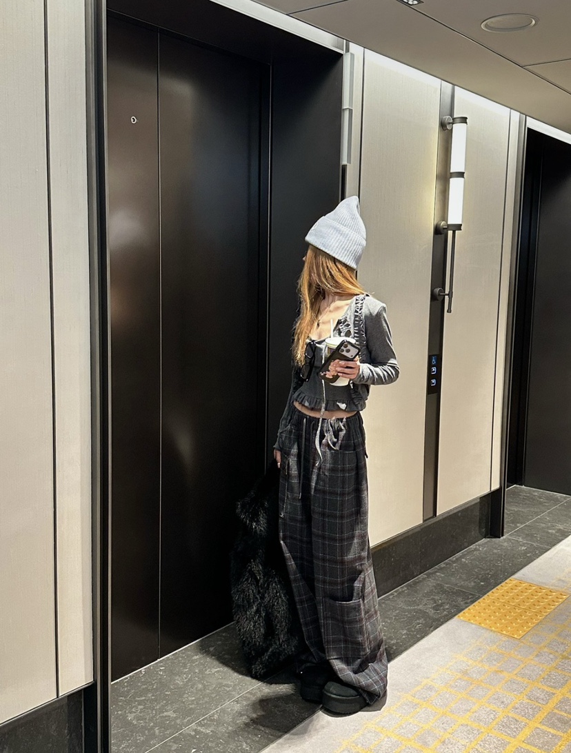ZEROZERO東大門直郵女士新款人氣熱賣時尚休閑褲工裝褲格紋ZEROZERO休閑褲