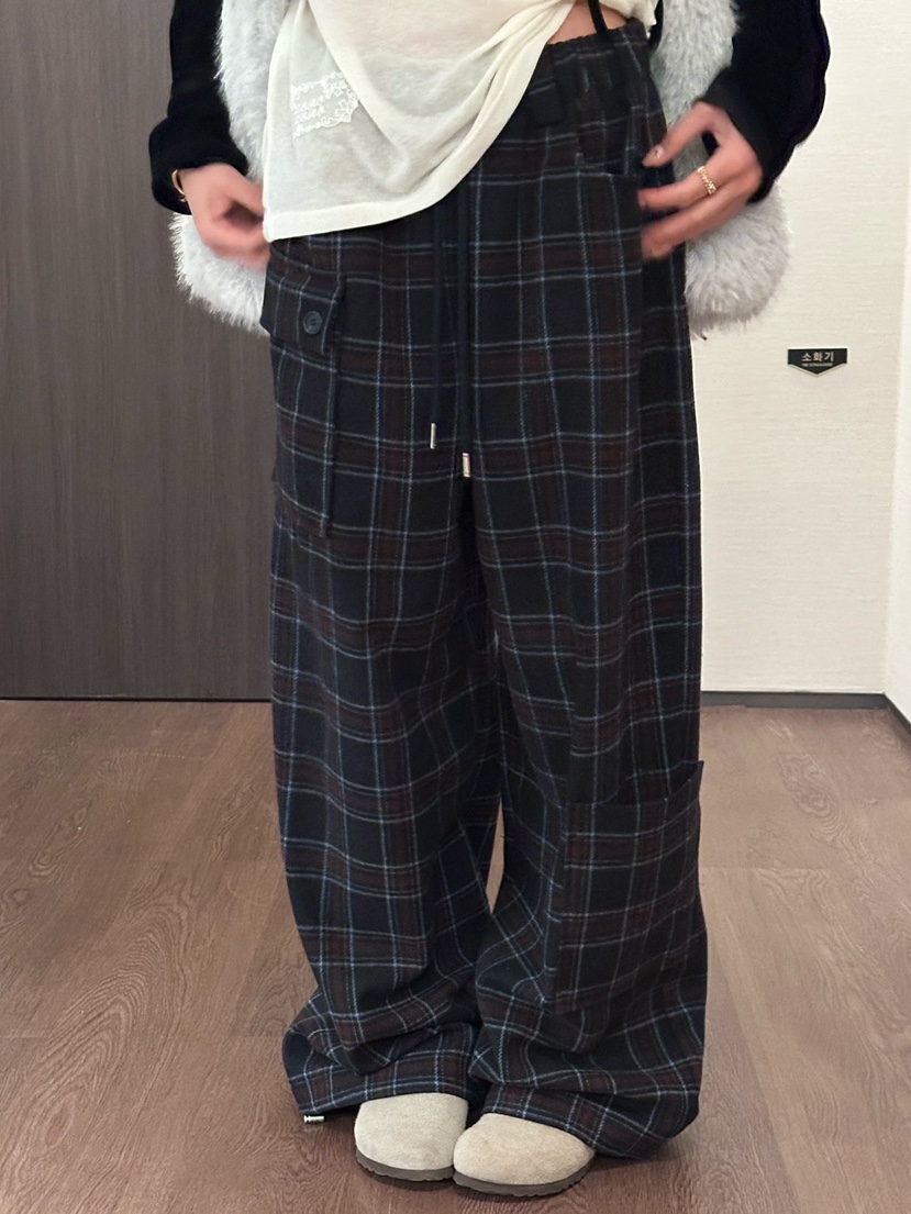 ZEROZERO東大門直郵女士新款人氣熱賣時尚休閑褲工裝褲格紋ZEROZERO休閑褲圖色3