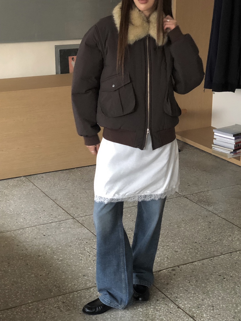 ONDO-P東大門代購女士新款人氣短款棉服毛領可拆可拆卸浣熊ONDO-P短款棉服
