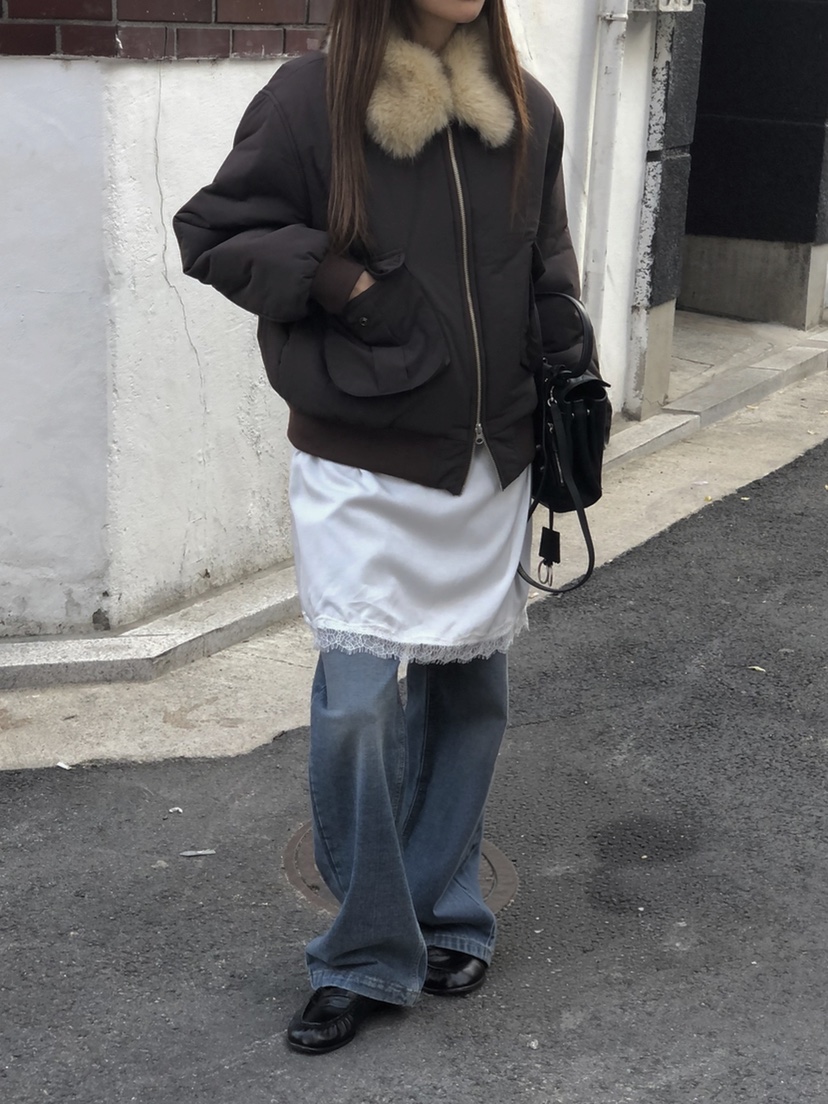 ONDO-P東大門代購女士新款人氣短款棉服毛領可拆可拆卸浣熊ONDO-P短款棉服