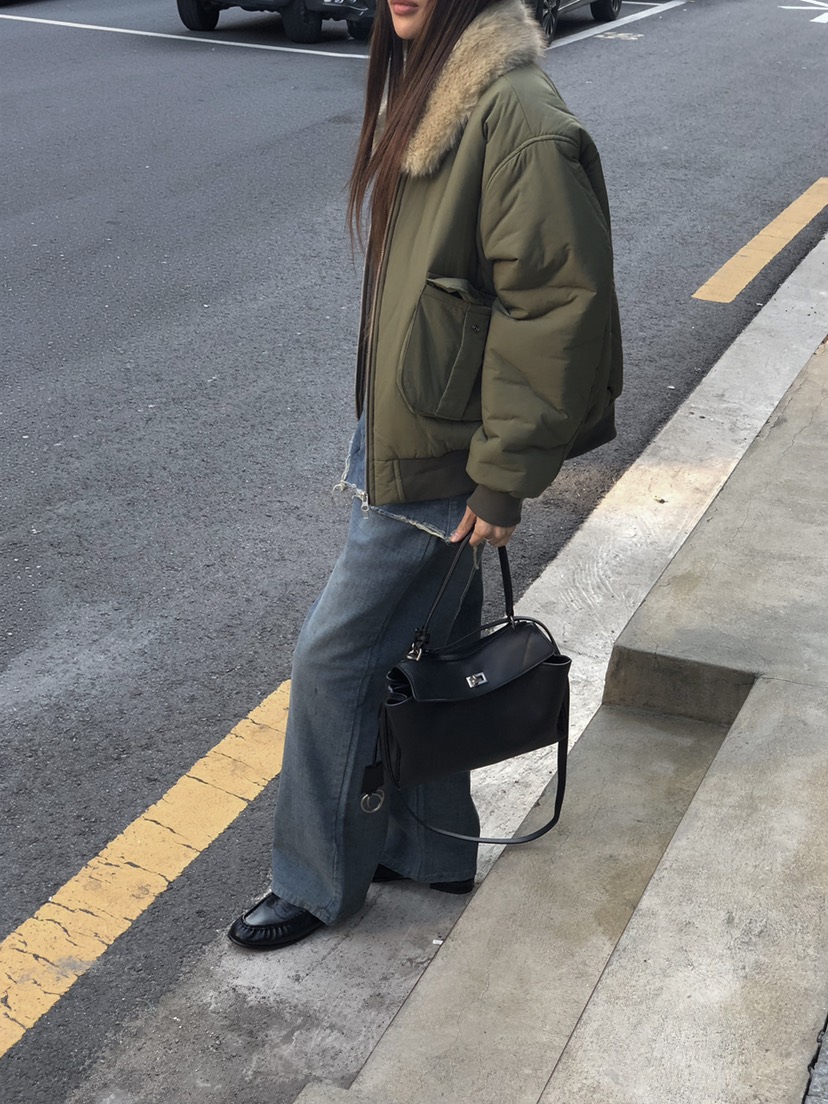 ONDO-P東大門代購女士新款人氣短款棉服毛領可拆可拆卸浣熊ONDO-P短款棉服