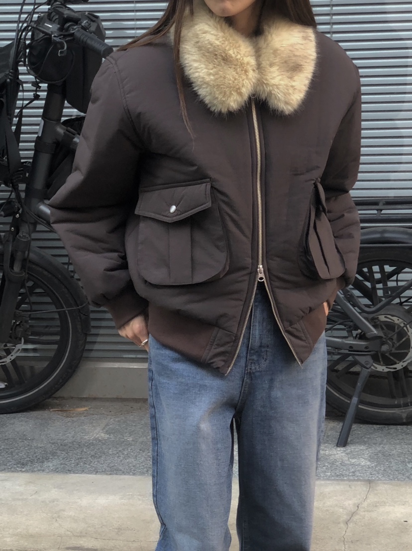 ONDO-P東大門代購女士新款人氣短款棉服毛領可拆可拆卸浣熊ONDO-P短款棉服圖色2