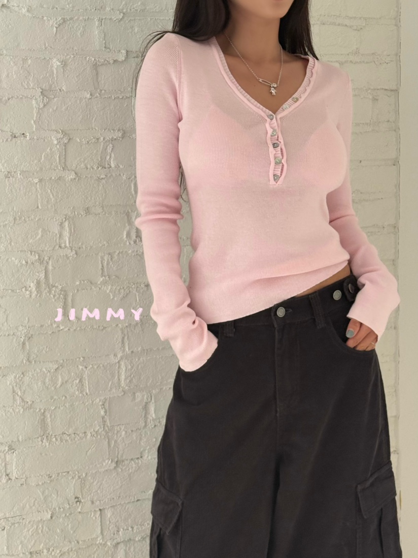 JIMMY東大門實拍女士新品推薦時尚休閑人氣真品針織衫紐扣JIMMY/REMAKE針織衫