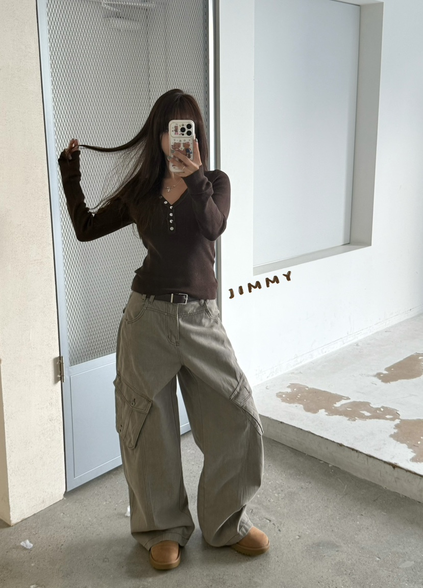 JIMMY東大門實拍女士新品推薦時尚休閑人氣真品針織衫紐扣JIMMY/REMAKE針織衫