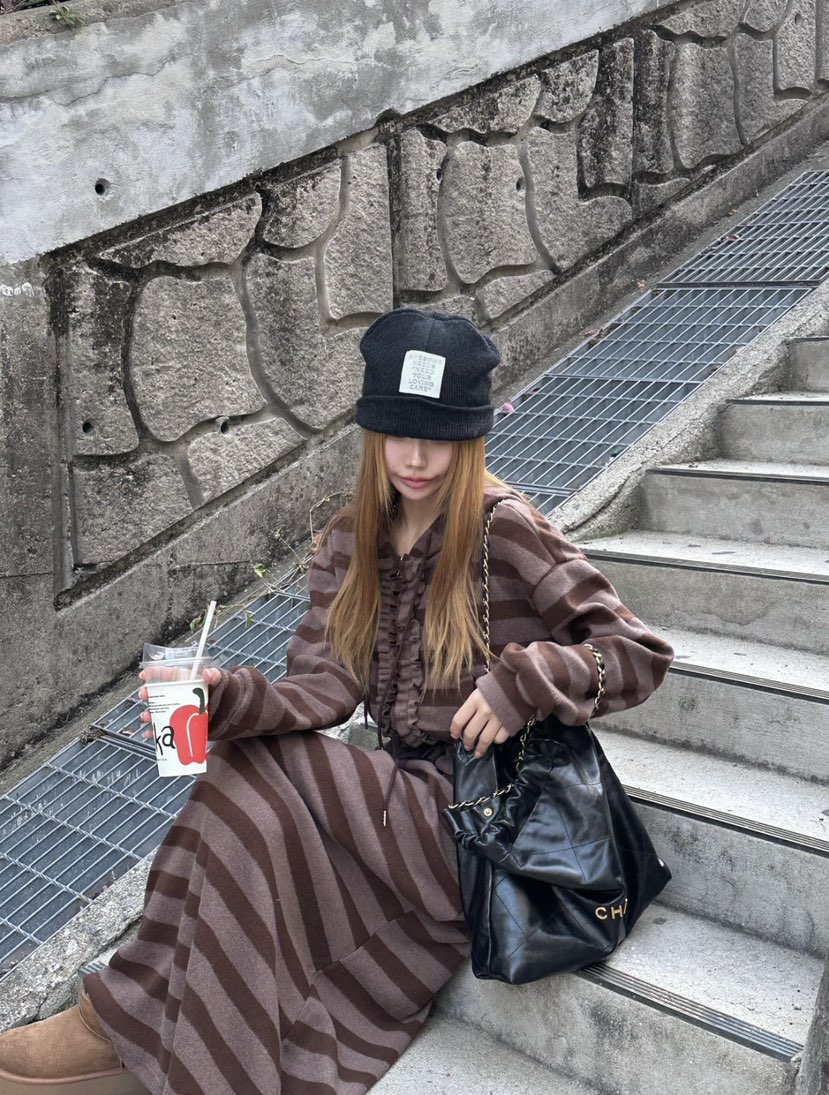 ZEROZERO韓國直郵女裝新品推薦真品休閑人氣熱賣長裙條紋ZEROZERO長裙