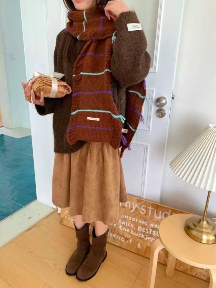 EBADA韓國直郵女裝新品人氣真品時尚推薦休閑圍巾披肩復古EBADA圍巾/披肩