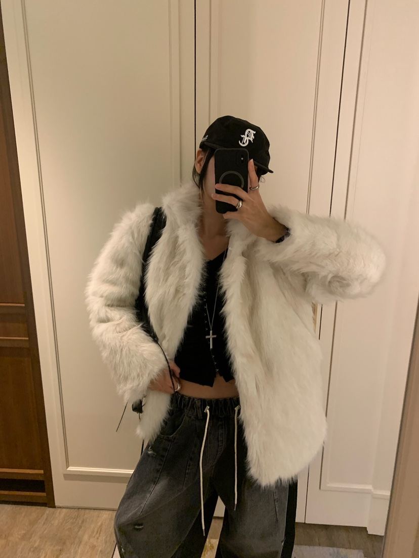 BADCALM東大門直郵女士新款人氣時尚休閑短款大衣毛皮絎縫BADCALM短款大衣圖色2