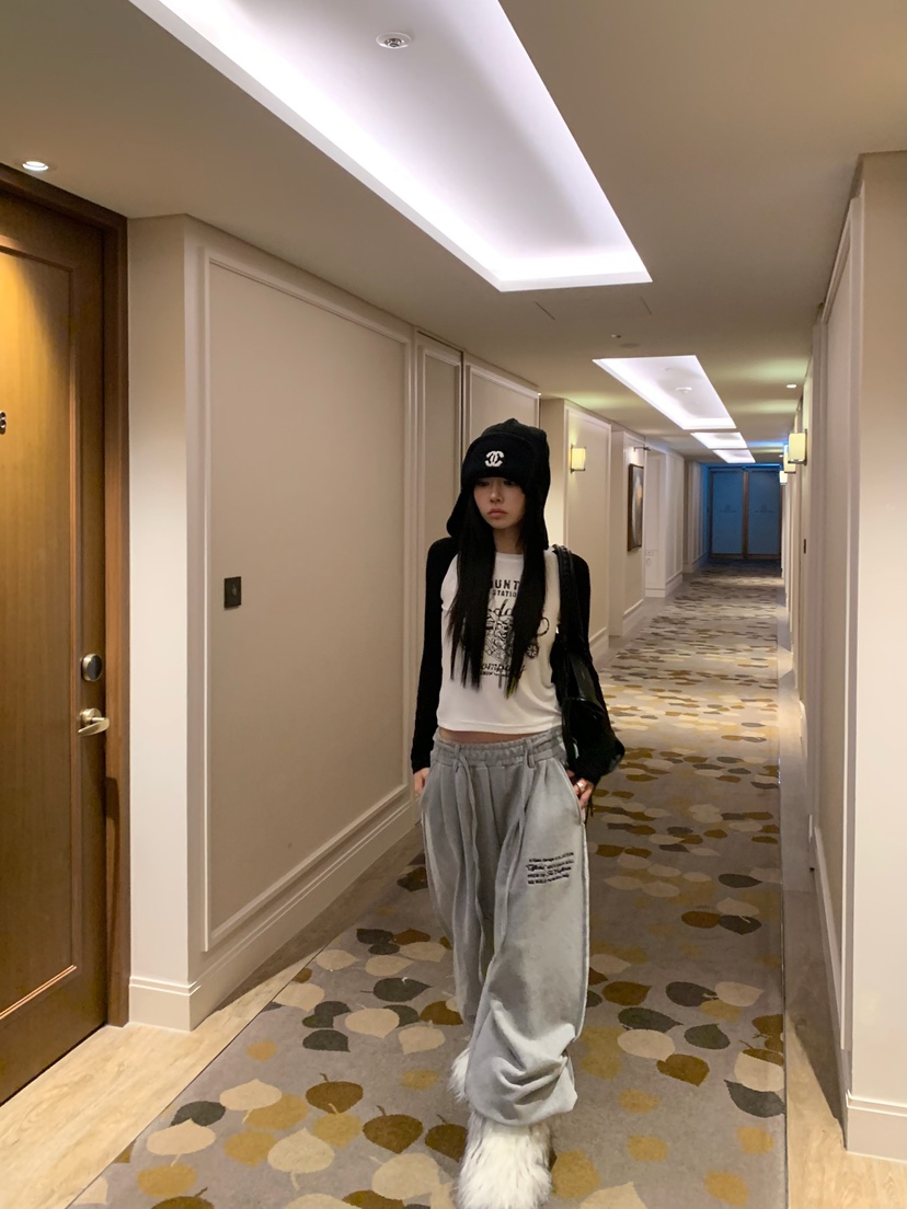 BADCALM韓國直郵女裝新品推薦休閑時尚熱賣休閑褲字母腰帶BADCALM休閑褲