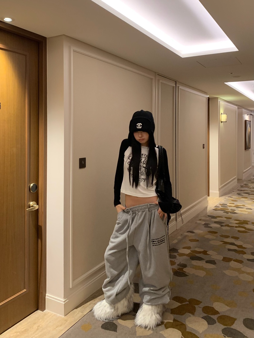 BADCALM韓國直郵女裝新品推薦休閑時尚熱賣休閑褲字母腰帶BADCALM休閑褲