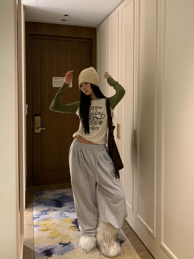 BADCALM韓國直郵女裝新品推薦休閑時尚熱賣休閑褲字母腰帶BADCALM休閑褲